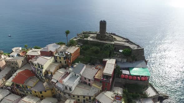 Aerial view of Castello Doria in Cinque Terre 