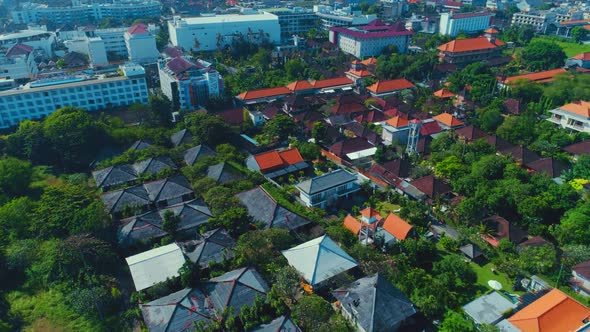 Flight Over Hotel Roofs On The Island Of Bali alt