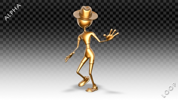 3D Gold Man - Cartoon Dance Disco alt