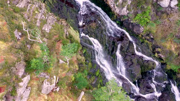 Aerial of Assaranca Waterfall in County Donegal - Ireland alt