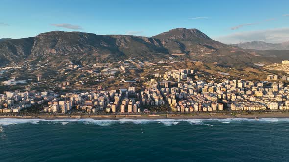 View of the city of Alanya aerial view 4 K alt