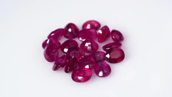 Natural Ruby Gem Stone on the Turning Table