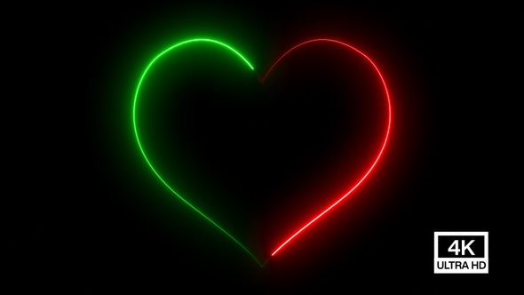 Neon Red & Green Heart Shape Frame Overlay Looped V5 alt