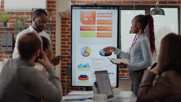 African American People Receiving Applause From Colleagues at Business Meeting alt