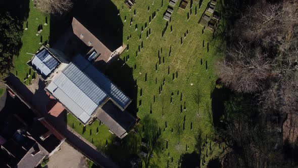 St John Baptist Anglican Church And Graveyard Aerial, Overhead, Bird's Eye View, Berkswell