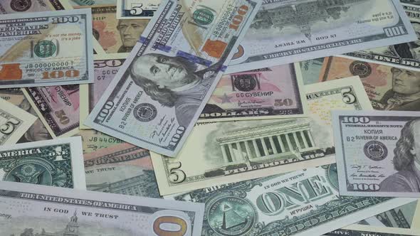 American Dollars Banknotes Of Different Denominations