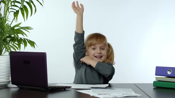 Back To School, Online Learning for Kids, Distance Lesson, Education at Home. Child Doing Homework alt