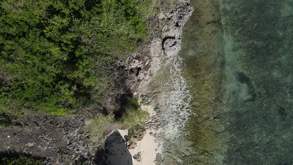Aerial View of the Indian Ocean Near the Shore of the Island of Zanzibar Tanzania Slow Motion alt