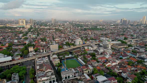 Aerial view of new football stadium BRI Brilian Stadium