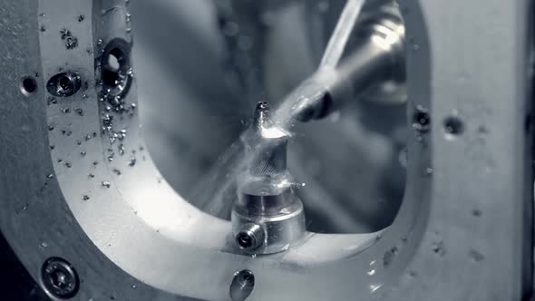 Cutting and Milling of Titanium Abutment Crown Base for Dental Implant alt