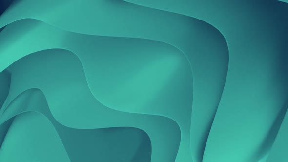 Abstract Wavy Colorful 3d Shapes Cyan