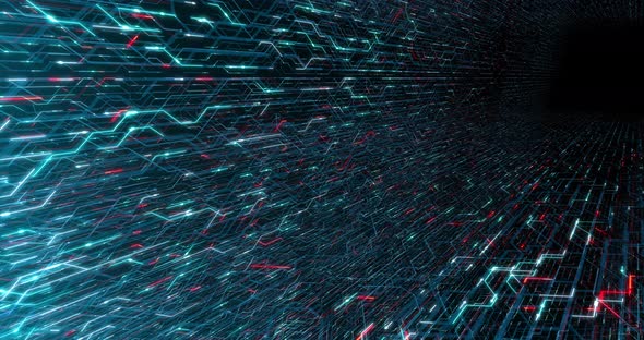 4K seamless loop abstract futuristic electronic circuit board. alt