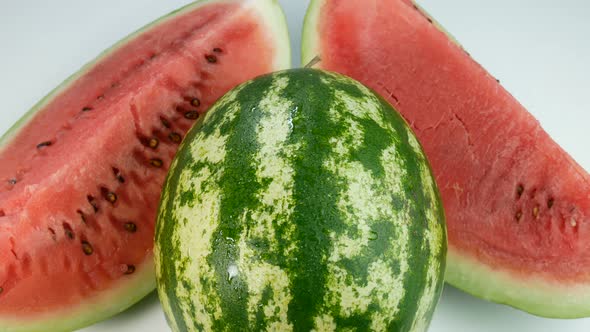 Watermelon And Two Big Ripe Delicious Slices