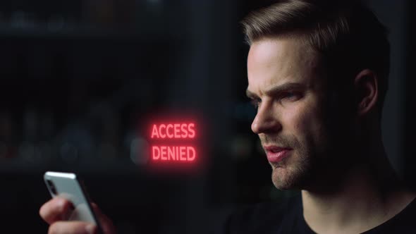 Smartphone Face Recognition System Identifying Personality Unlock Error Closeup alt