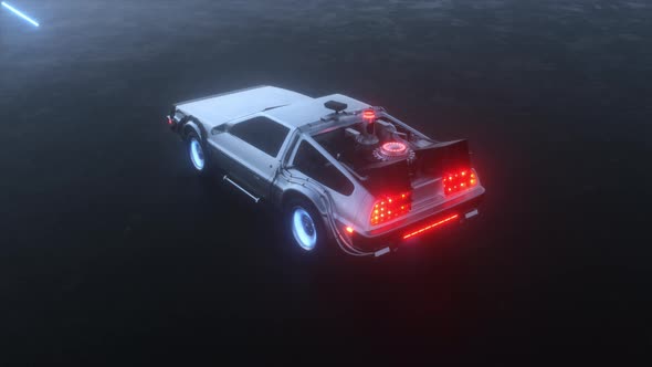 Futuristic Cyberpunk Car Delorean Cinematic Looped Background alt