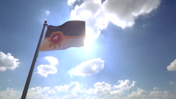Tulsa City Flag (Oklahoma) on a Flagpole V4 alt