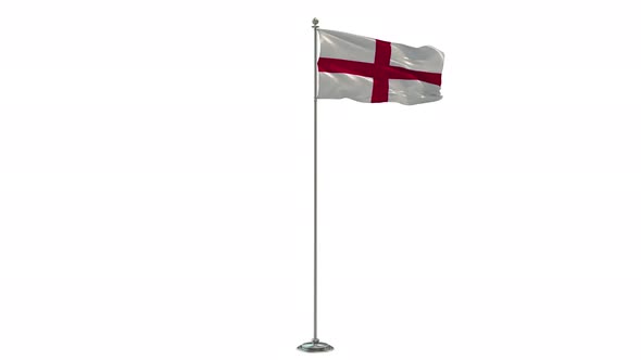 England  3D Illustration Of The Waving flag On Long  Pole With Alpha alt