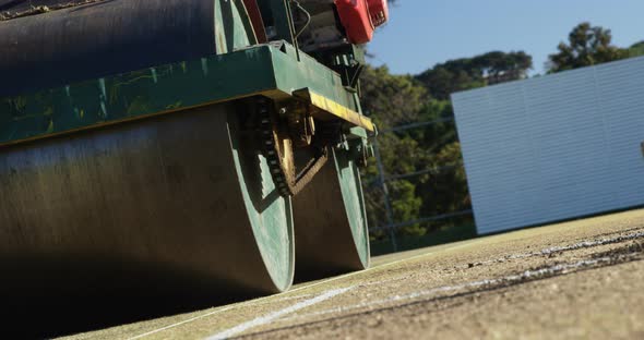 Cricket roller used to prepare pitch on cricket ground alt