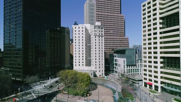 Flying Towards Skyscrapers in Downtown Atlanta alt