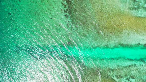 Aerial view sky of marine coast beach wildlife by aqua blue ocean and white sandy background of a da alt