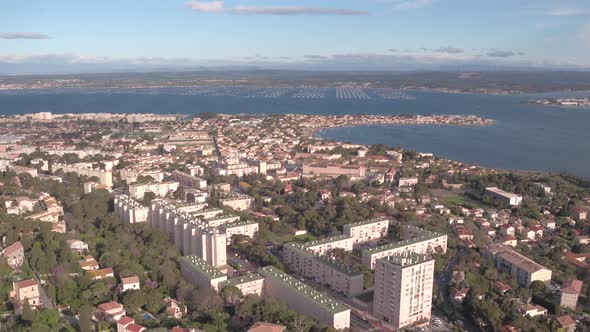 Aerial view of buildings in Sete alt