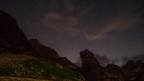 Great St Bernard Pass alps switzerland mountains timelapse stars night alt