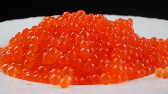 Delicious seafood close up. Red caviar macro. Red caviar tasty and fresh. alt