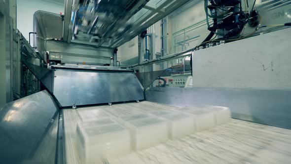 Batches of Plastic Package are Getting Transported By the Machine alt