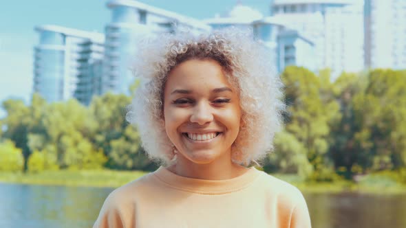Outdoor Portrait Cheerful Teenager Looking Camera alt
