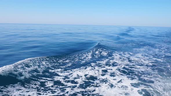 Blue Pacific Ocean Ship Bow Wave Wake. alt