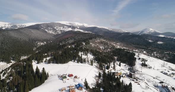 Winter in Carpathian Mountains Aerial View alt
