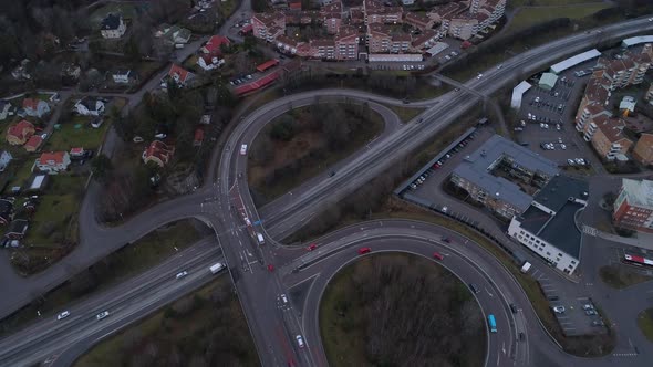 Interchange Road Junction in Suburb Stockholm