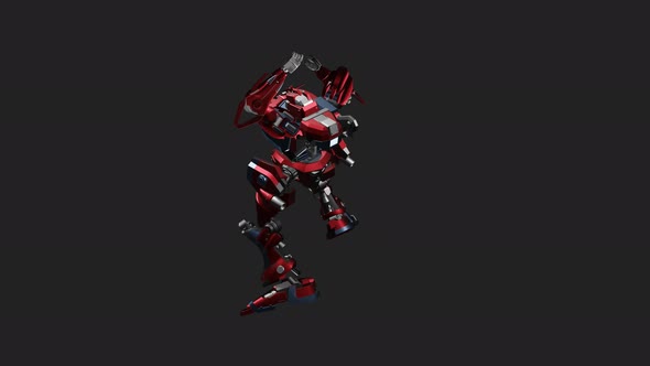 Red mecha in action with Uppercut Jab style alt