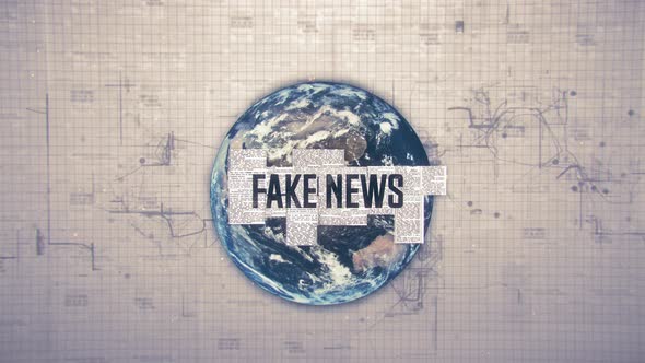 Fake News Text Animation with Earth Background