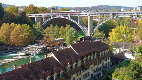 Kornhausbrucke, Bridge over Aara River and Old City, Bern