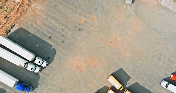 Fleet of Trucks on a Refueling Car on Gas Station with Truck Stop alt