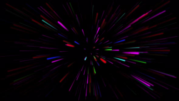 Movement of Glowing Neon Lines in Space