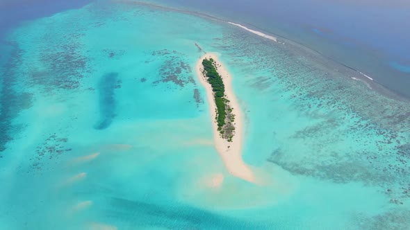 Maldive Wild Sandbank with Turquoise Blue Water Aerial View