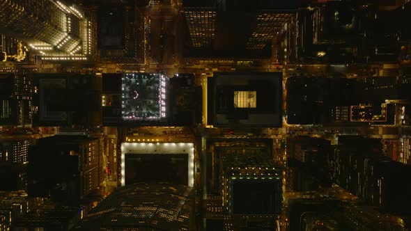 Aerial Birds Eye Overhead Top Down View of Night City Around MetLife Building and Grand Central alt