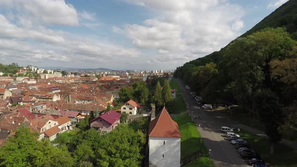 Aerial view of Brasov city