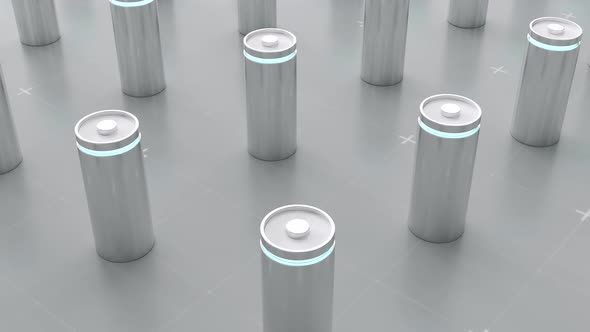 3D rendering lithium ion battery charging in factory alt