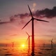 Wind Turbines Silhouettes Spinning In An Offshore Wind Farm In The Ocean Against The Sunset - VideoHive Item for Sale
