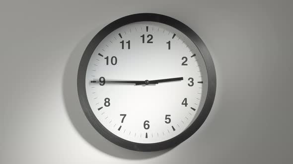 Clock Face In Time Lapse On White Wall 