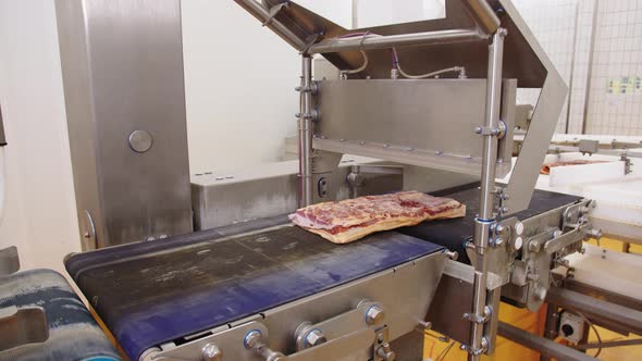 Automatic Measurement of the Thickness of a Piece of Meat to Set the Automatic Knife in the Machine
