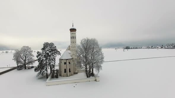 Aerial View of St. Coloman Church in Southern Germany