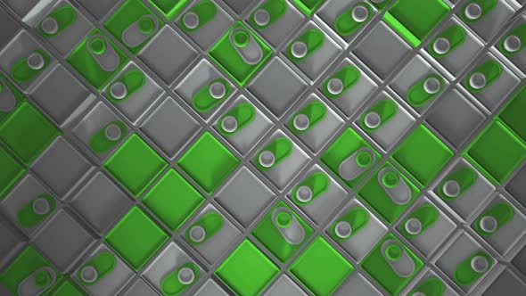 White green color  geometric abstract video with switches and cubes.