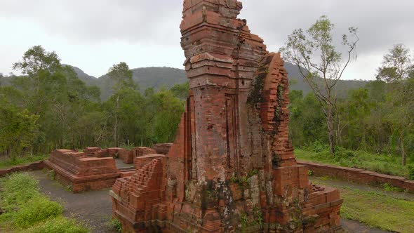Aerial View of Ruins in the My Son Sanctuary Remains of an Ancient Cham Civilization in Vietnam alt