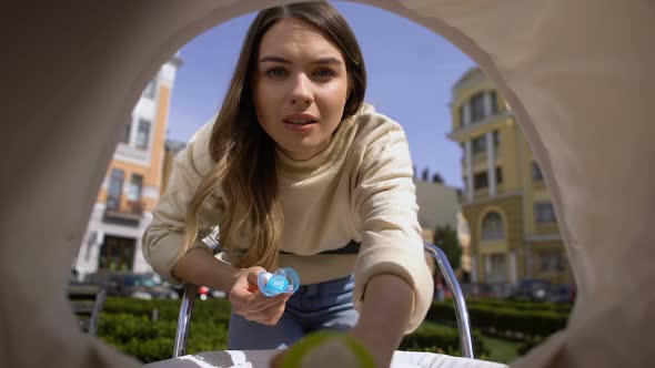 Caring Female Feeding Baby With Milk Bottle Pov, Infant Formula, Motherhood Care alt