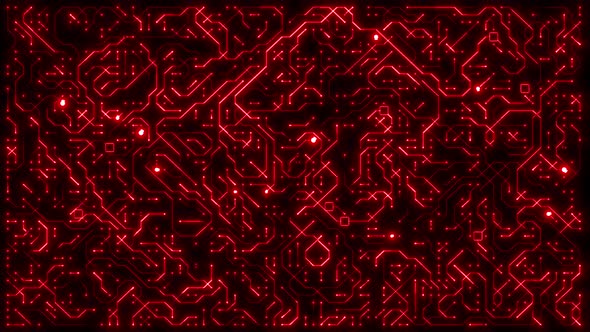 Glowing Red Circuit Animation Motherboard Loop