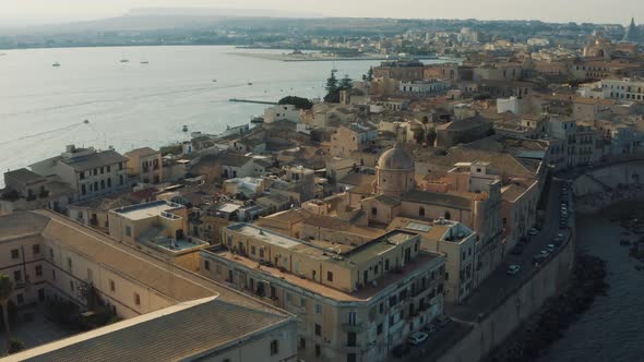 Drone footage of Siracusa, Ortigia Island in Sicily, Italy 4K